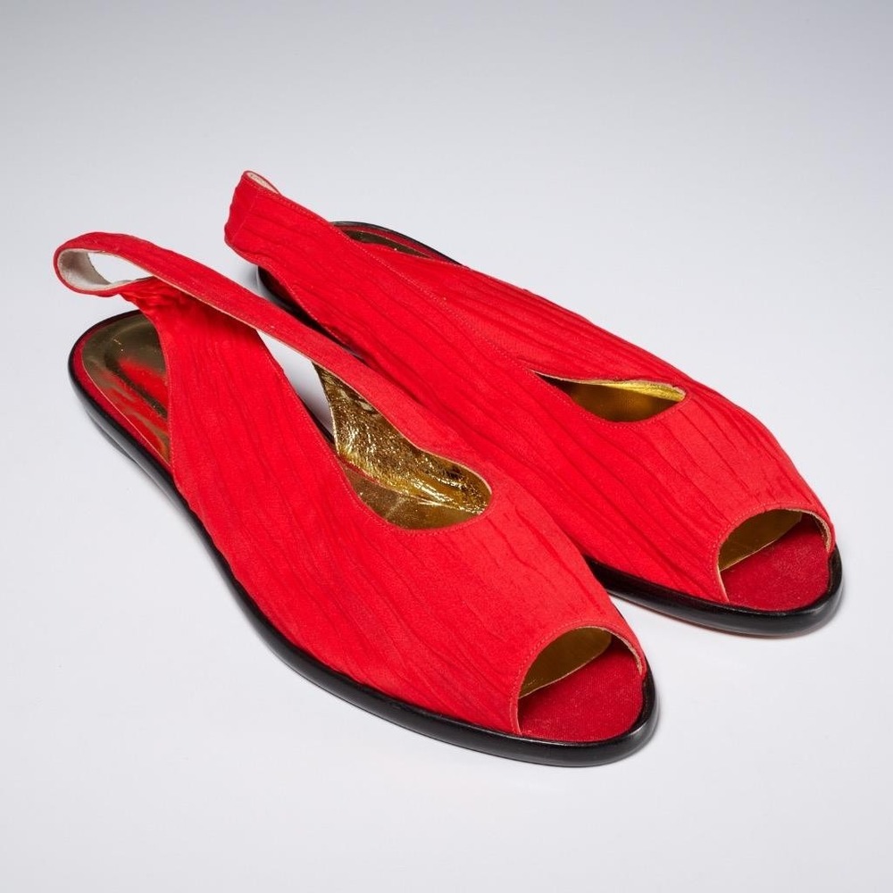 Walter Steiger Red Peeptoe Flats Sandals Made in Italy Eu 41 Womens Size 10 New